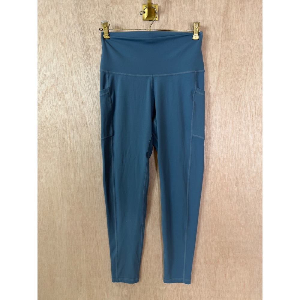 Colorfulkoala Womens Medium Blue Teal High Waisted Yoga Leggings with Pockets
